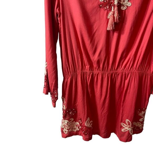 Soft Surrounding Floral Crush Beaded Embroidered Boho Tunic Embellished Top NWT - Picture 6 of 14